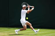 Jordan Thompson in action against Brandon Nakashima at Wimbledon 2023